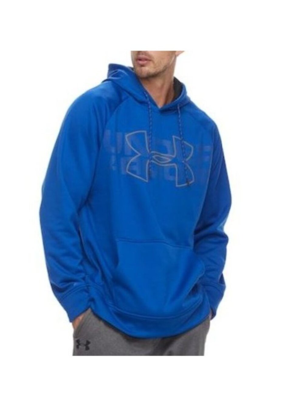 Under Armour ColdGear Hoodie Sweatshirt Mens Large Blue Fleece Lined